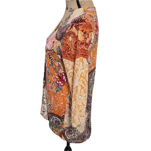 Chico's Floral Patchwork Vibes V-Neck 3/4 Sleeve Tunic Size 0 Small - Picture 3 of 8